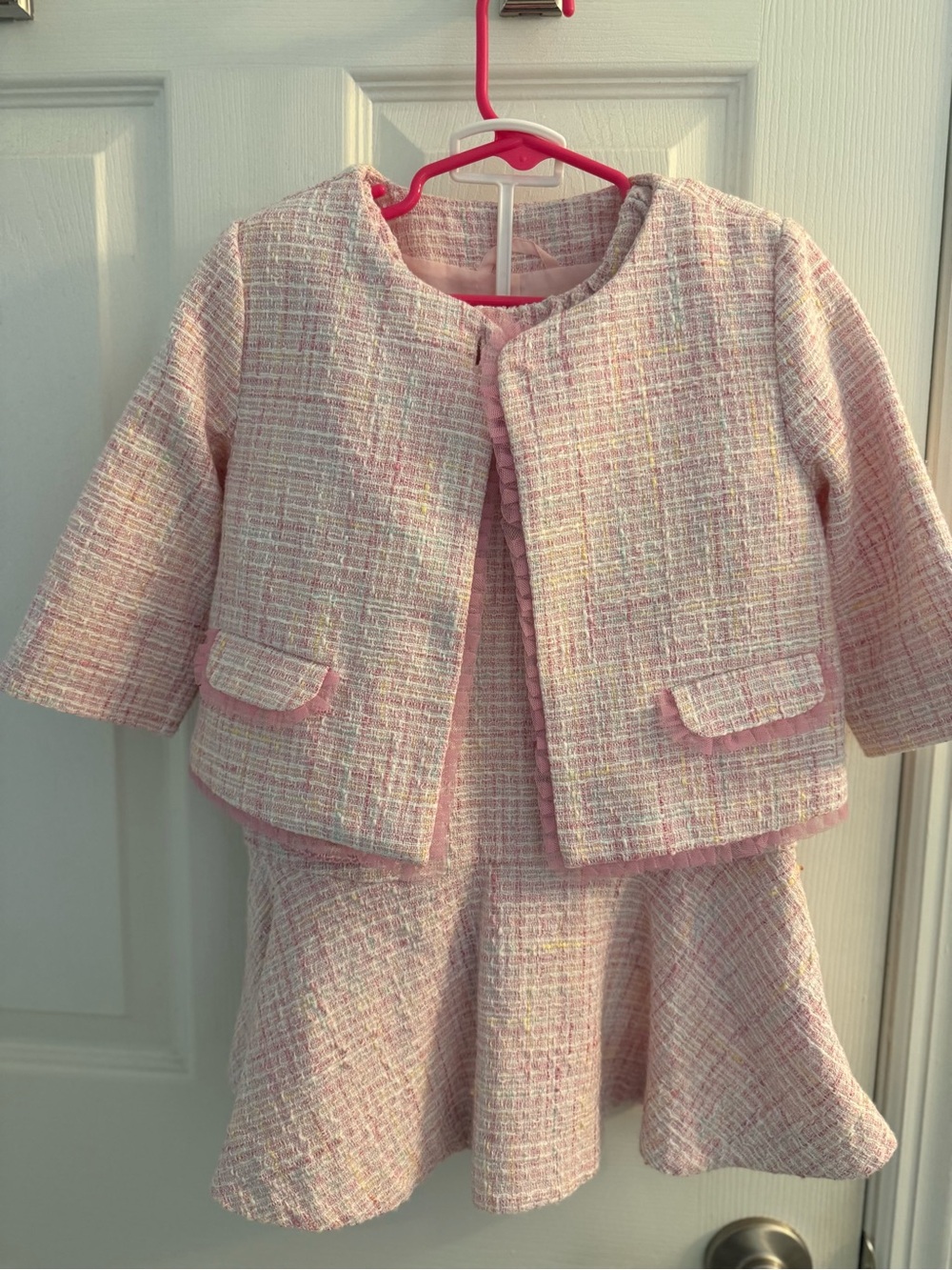 Janie and Jack Girls' Pink Tweed Jacket and Skirt Set